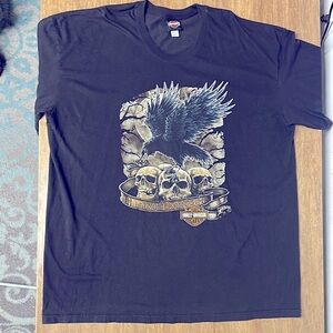 Harley Davidson Motorcycles graphic print Raven skulls moon Mile High T shirt